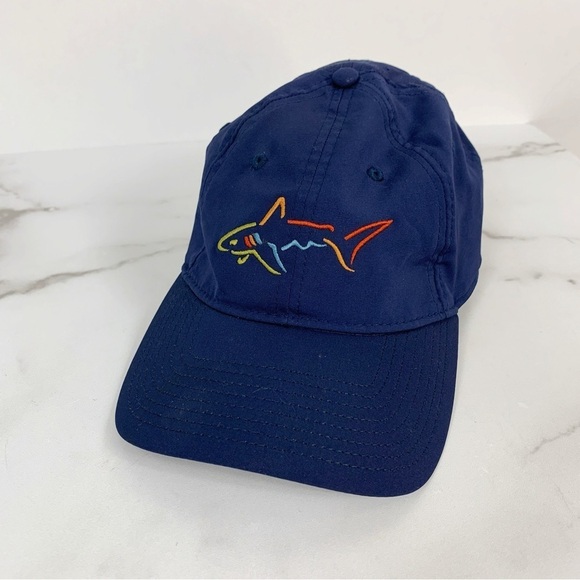 Greg Norman Mens Embroidered Shark Navy Blue Logo Golf Adjustable Cap - Picture 1 of 8